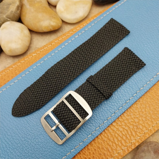 Vintage 20mm Braided Perlon Mesh Black Two-piece 1960s nos Unused Watch Band