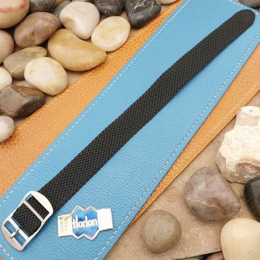 Vintage 18mm Black Braided Perlon Classic Single Pass Unused 1960s Watch Band