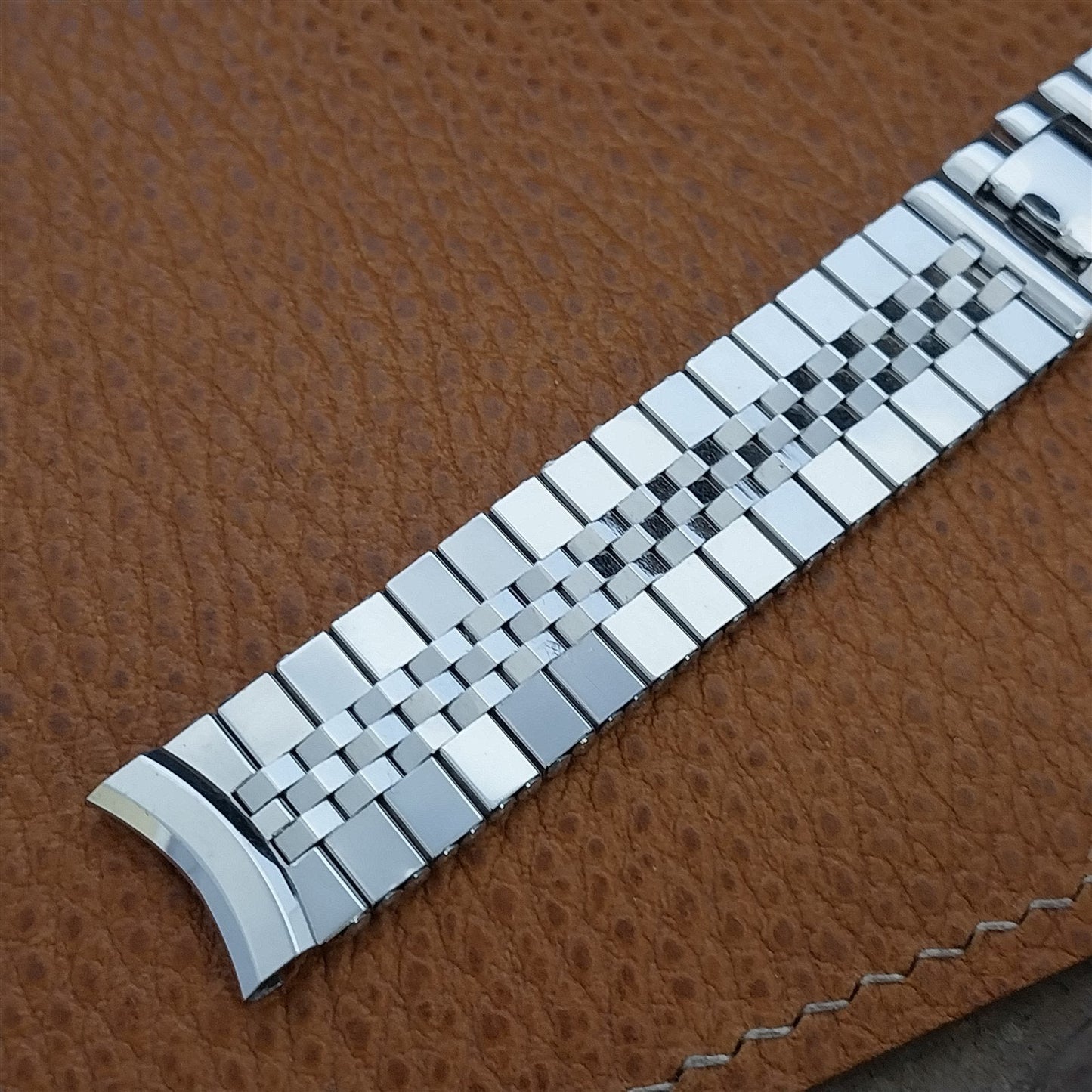 Vintage 1950s White Gold-Filled Long Brick Link Kreisler 5/8" Unused Watch Band