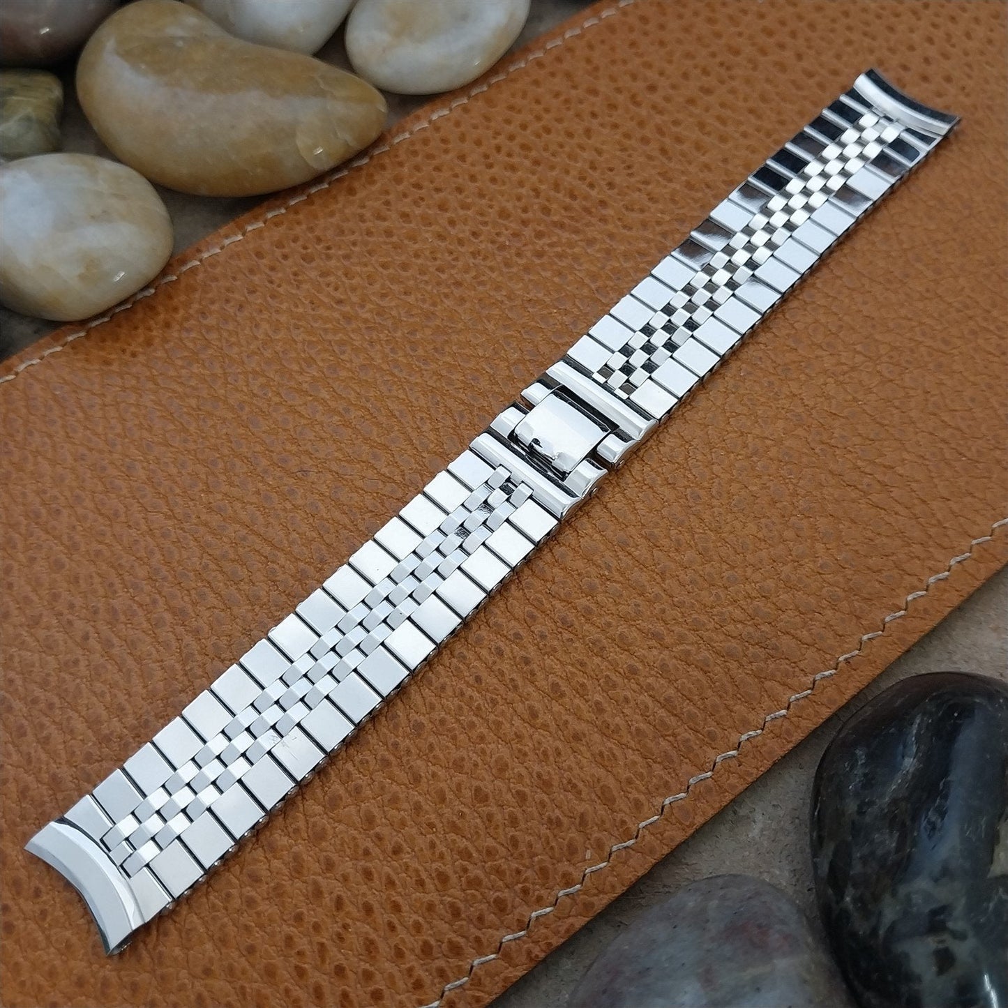 Vintage 1950s White Gold-Filled Long Brick Link Kreisler 5/8" Unused Watch Band