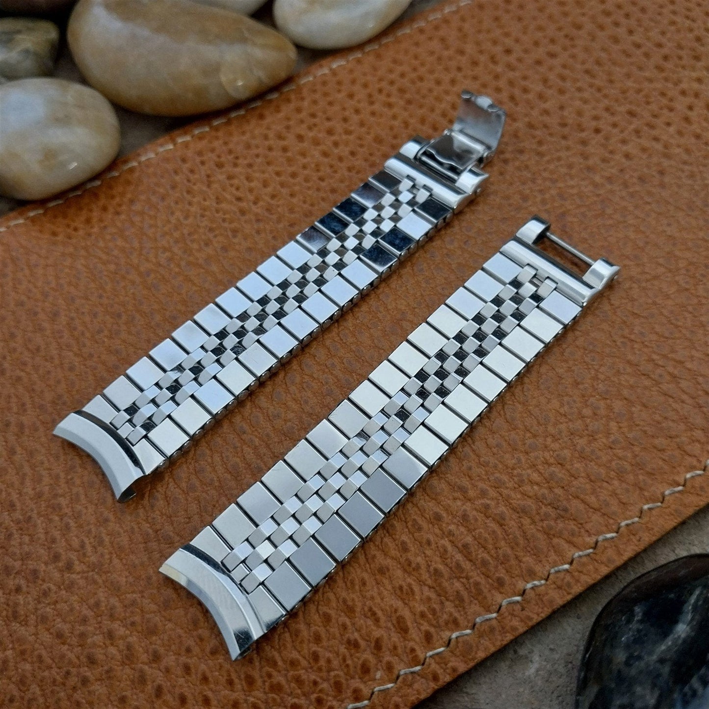 Vintage 1950s White Gold-Filled Long Brick Link Kreisler 5/8" Unused Watch Band