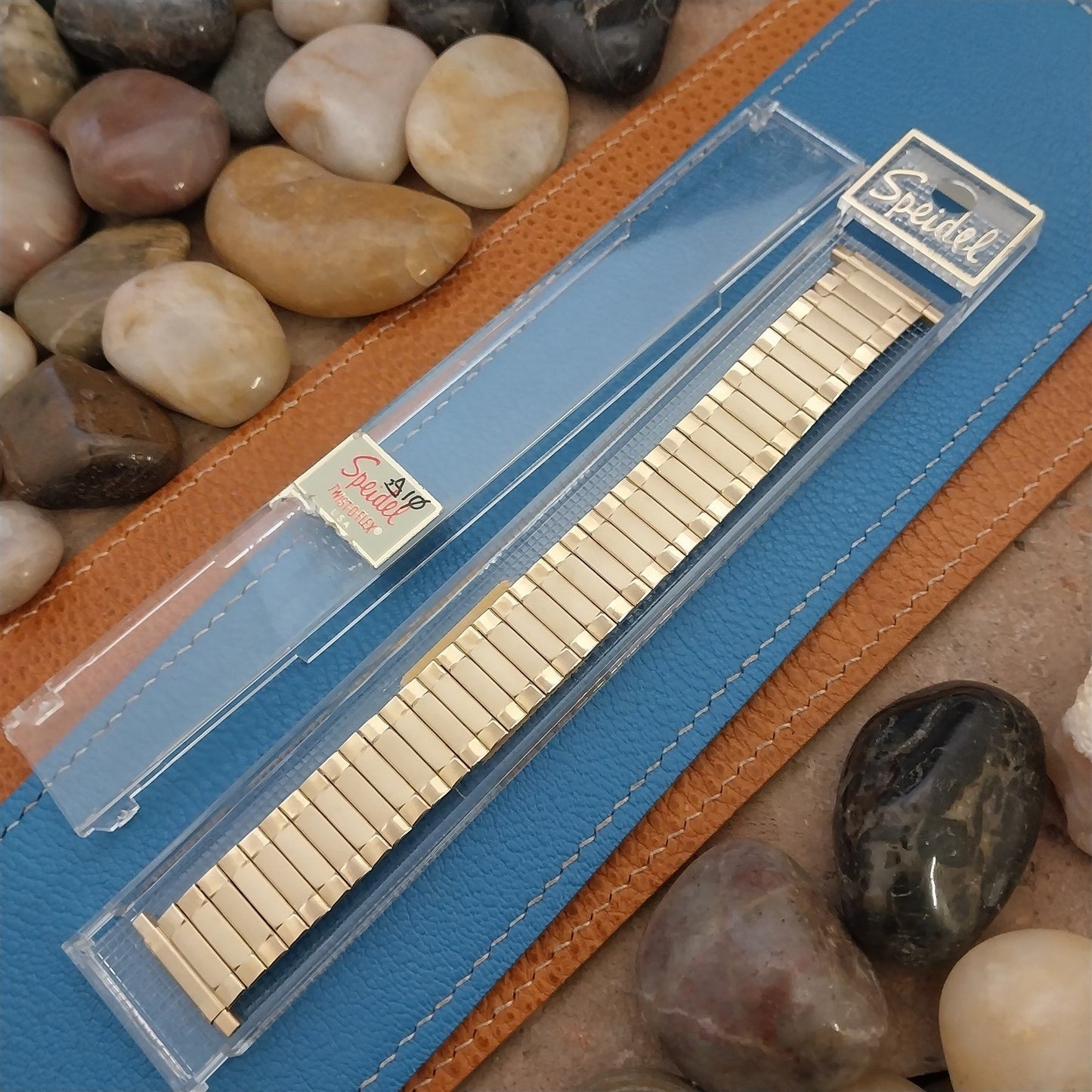 20mm 18mm Speidel Radial Yellow Gold-Tone Wide nos Long 1970s Vintage Watch Band