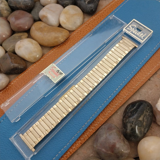 20mm 18mm Speidel Radial Yellow Gold-Tone Wide nos Long 1970s Vintage Watch Band
