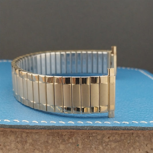 20mm 18mm Speidel Radial Yellow Gold-Tone Wide nos Long 1970s Vintage Watch Band