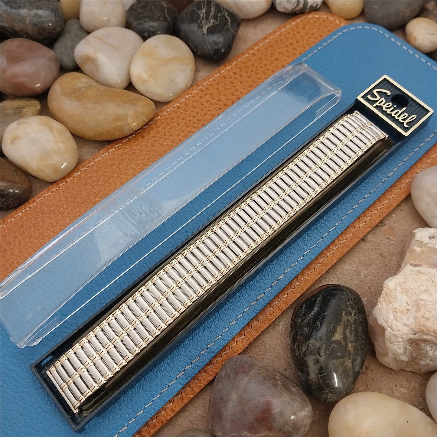 Vintage 18mm Speidel USA Euroflex Gold & Stainless Steel Long Unused Watch Band