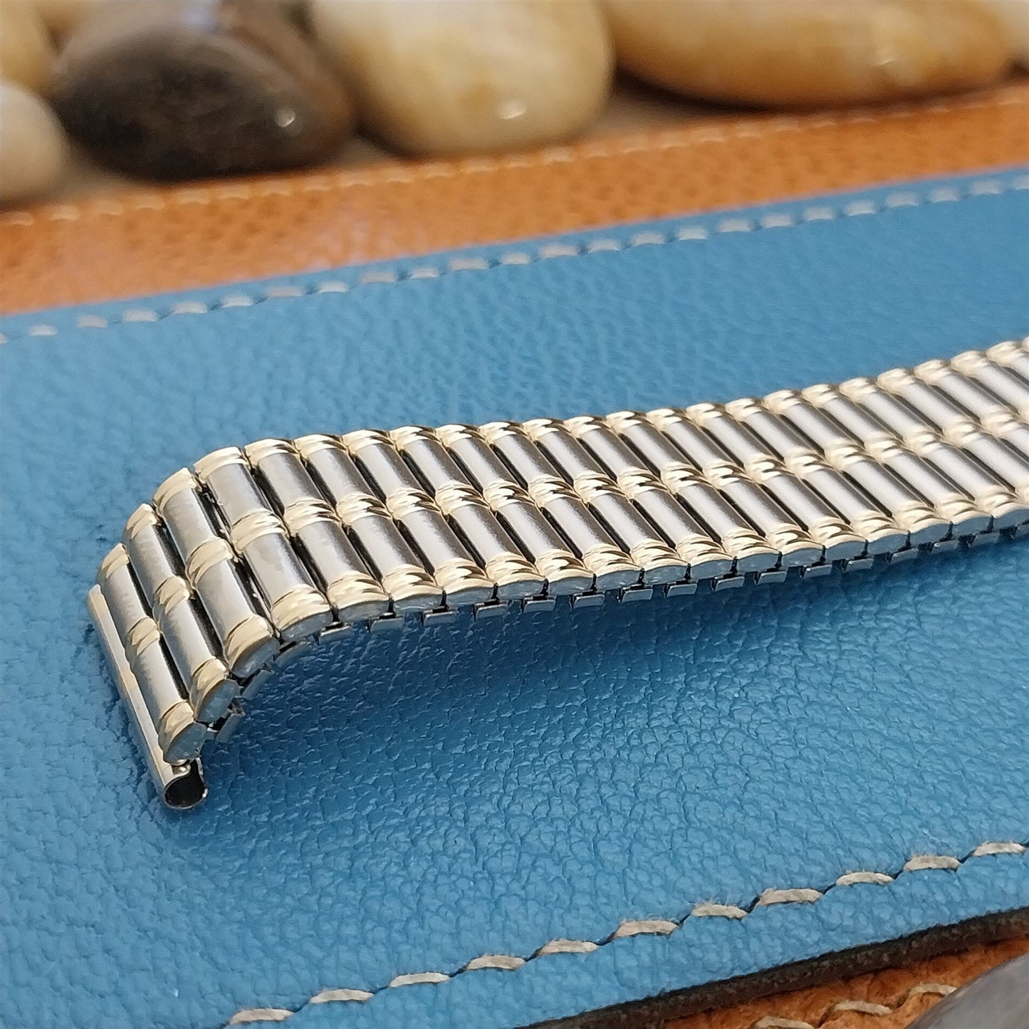 Vintage 18mm Speidel USA Euroflex Gold & Stainless Steel Long Unused Watch Band