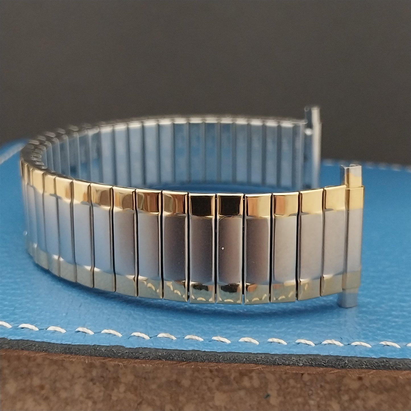 19mm 18mm Speidel Gold & Stainless Wide Long Unused 1970s Vintage Watch Band