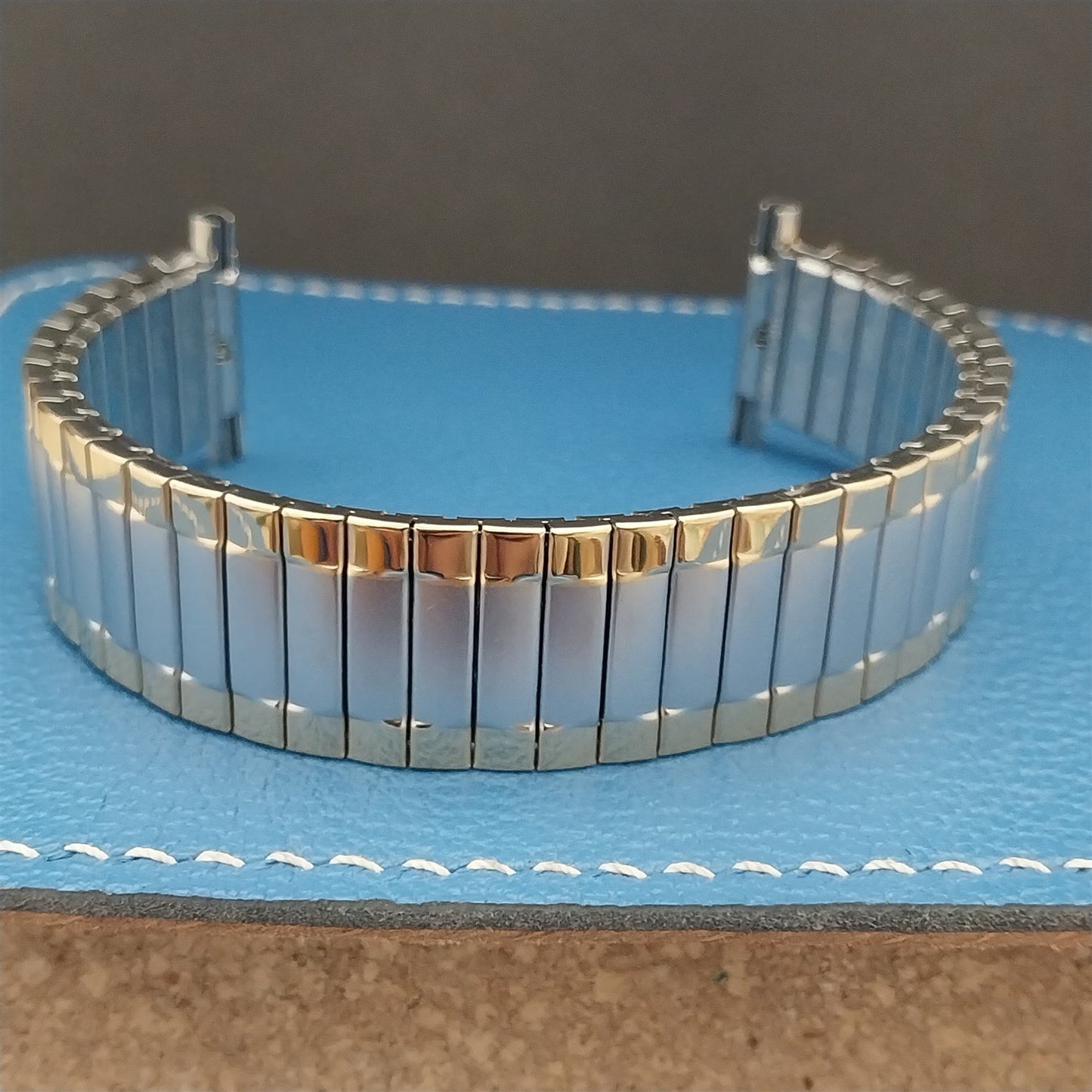 19mm 18mm Speidel Gold & Stainless Wide Long Unused 1970s Vintage Watch Band