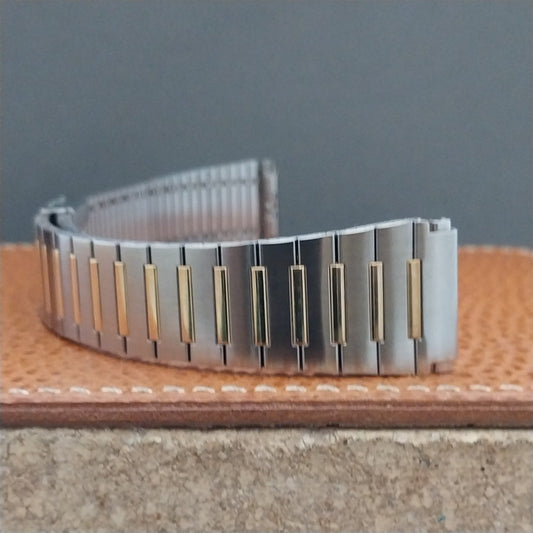 Vintage 19mm 20mm 22mm Speidel Gold & Stainless Steel 1970s-1980s Watch Band