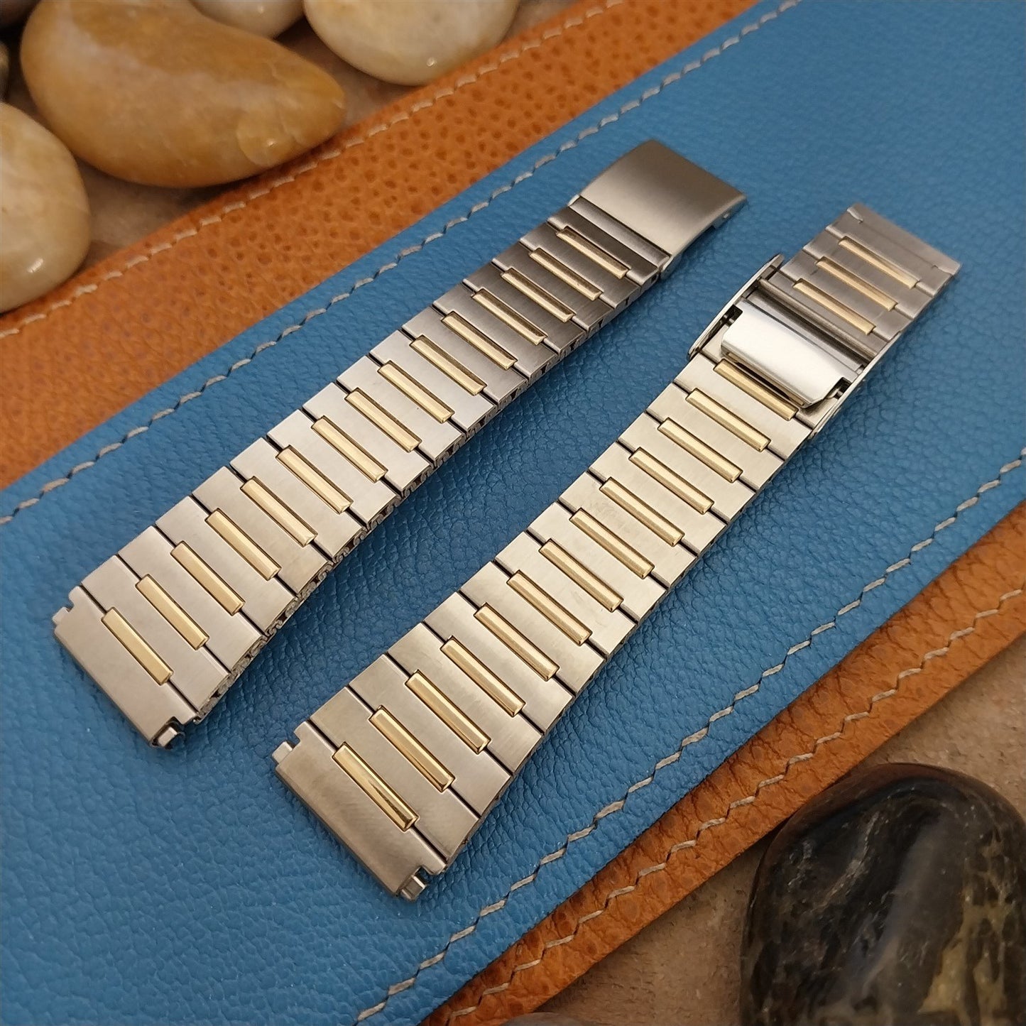 Vintage 19mm 20mm 22mm Speidel Gold & Stainless Steel 1970s-1980s Watch Band