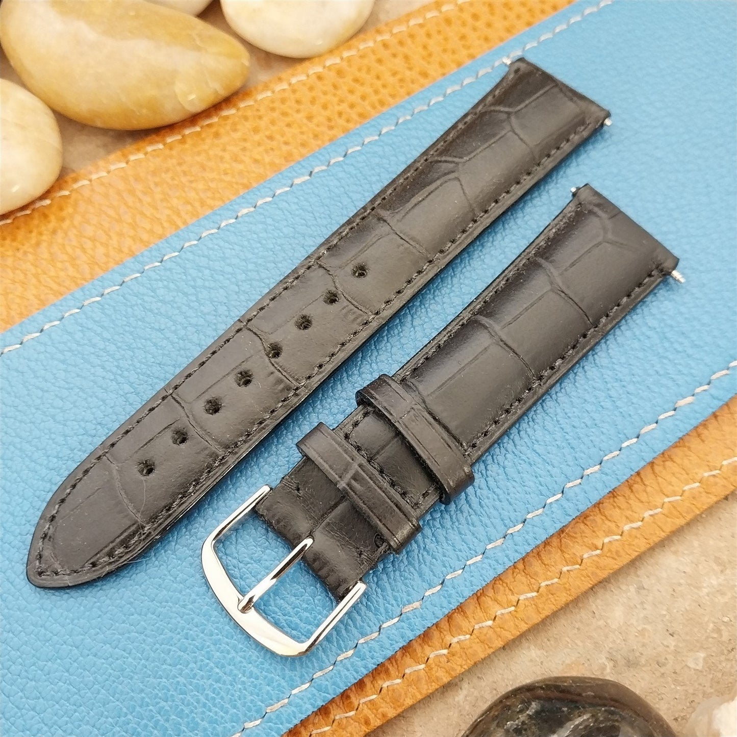 20mm Hamilton Classic Black Leather Unused Vintage Watch Band