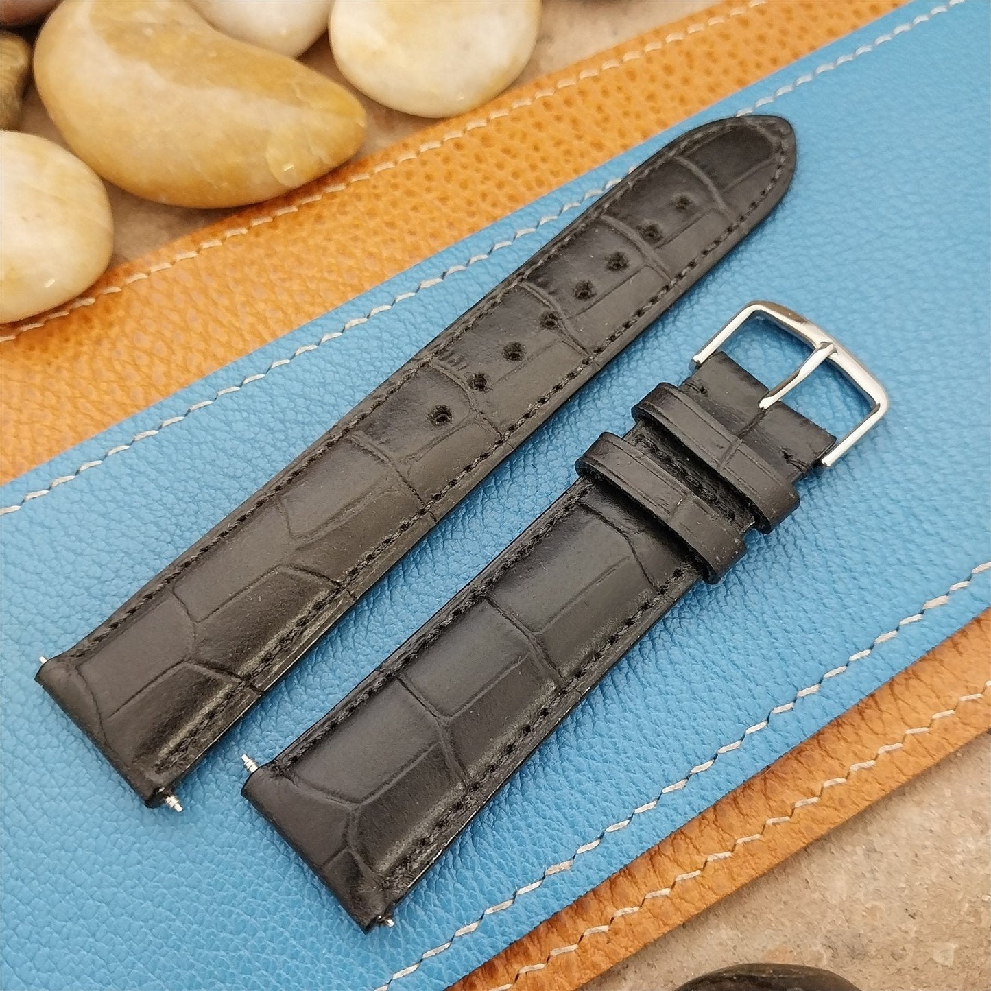 20mm Hamilton Classic Black Leather Unused Vintage Watch Band