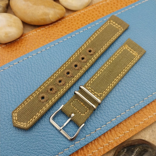 Vintage 5/8" OD Green Canvas Military 1940s-1950s Watch Band & Elgin Logo Buckle