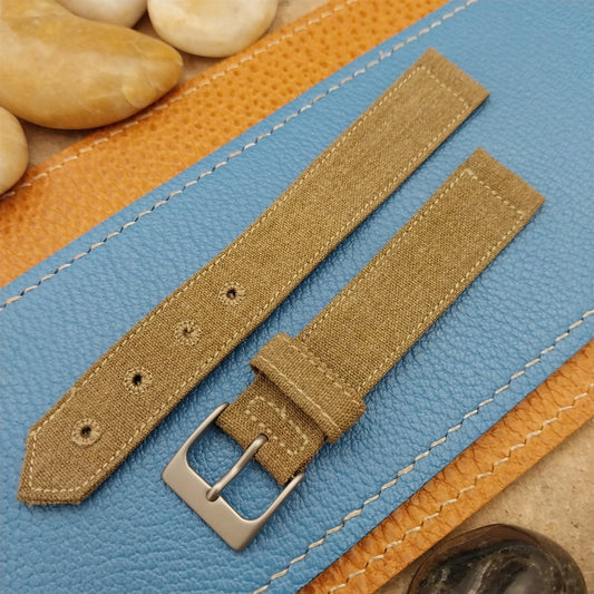 Vintage 16mm OD Green Canvas Military 1940s Watch Band & Bead Blasted Buckle