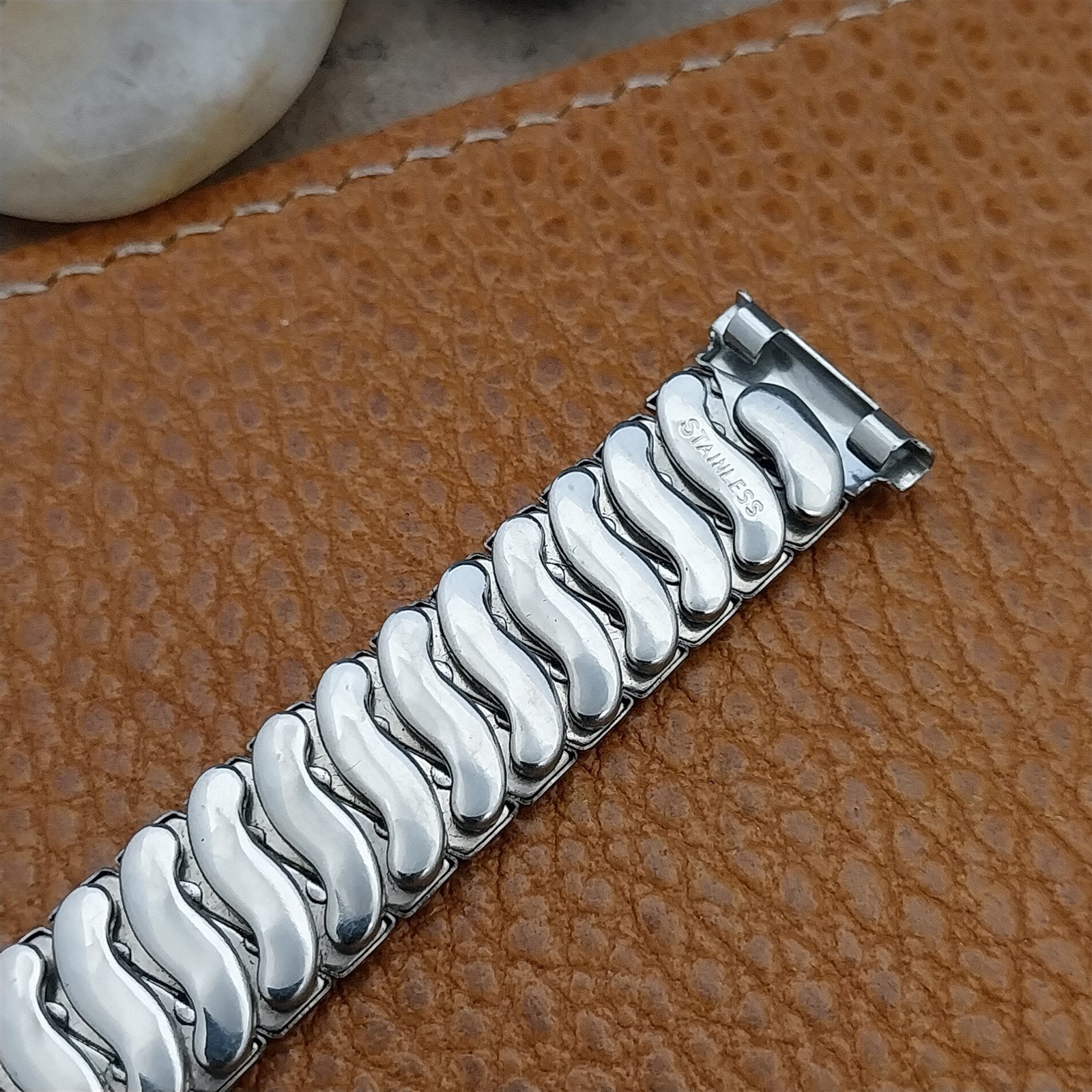 Vintage 1940s 5/8" Craftmode Art Deco Classic Stainless Steel Stretch Watch Band