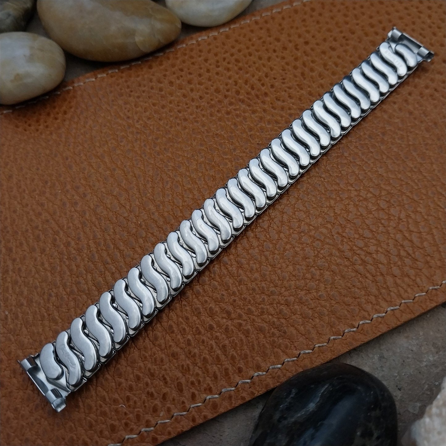Vintage 1940s 5/8" Craftmode Art Deco Classic Stainless Steel Stretch Watch Band