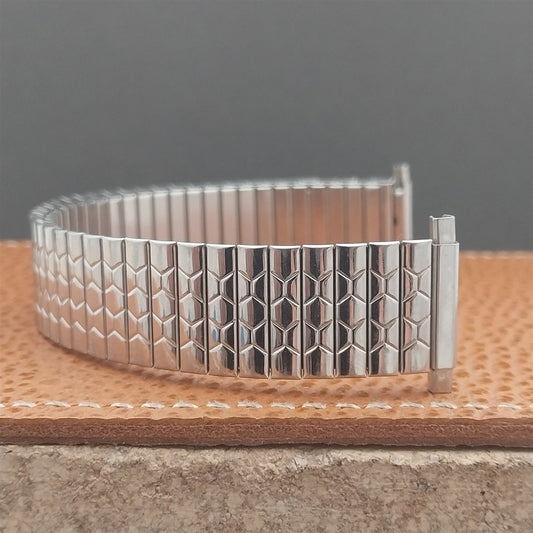 1970s Speidel USA Long Wide Stainless Steel Twistoflex Unused Vintage Watch Band