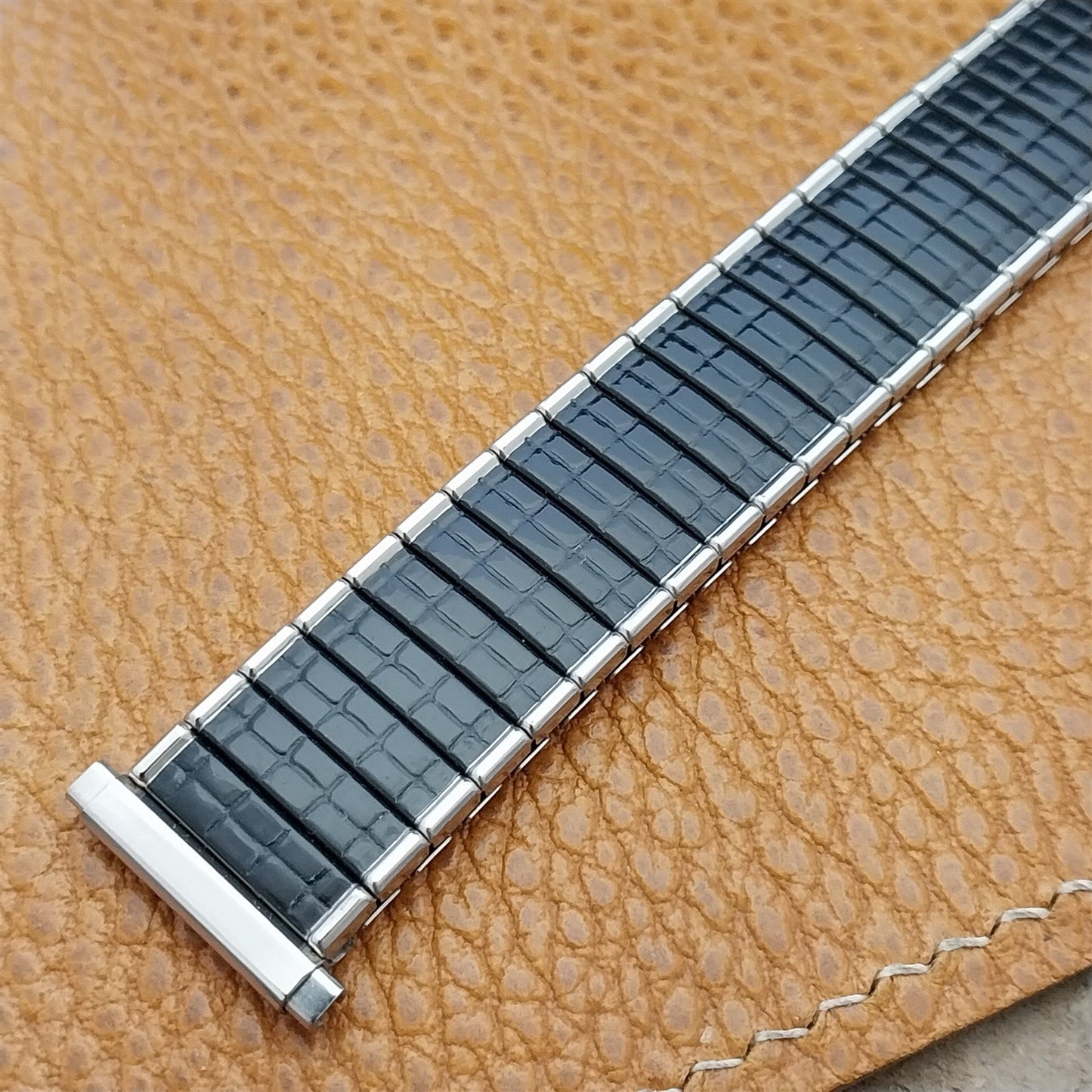 19mm 18mm Classic Speidel Black & Stainless Steel Romunda Vintage Watch Band