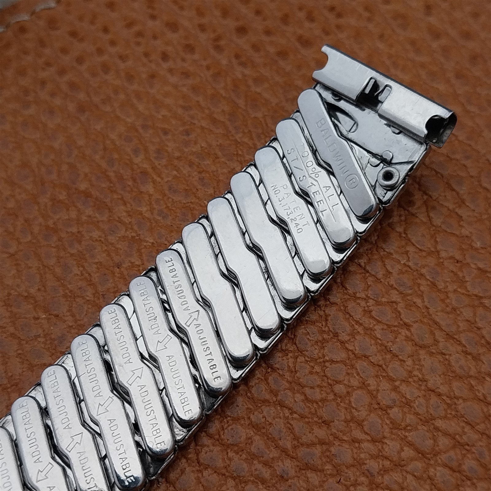17.2mm 1960s Vintage Baldwin Stainless Steel Expansion Unused NOS Watch Band