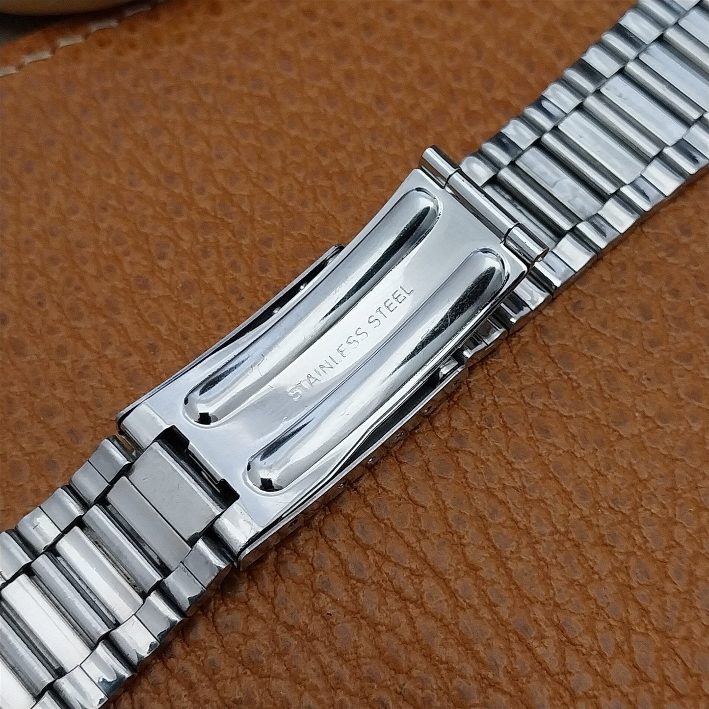 20mm Brushed Stainless Steel 1970s LED LCD nos Unused Vintage Watch Band