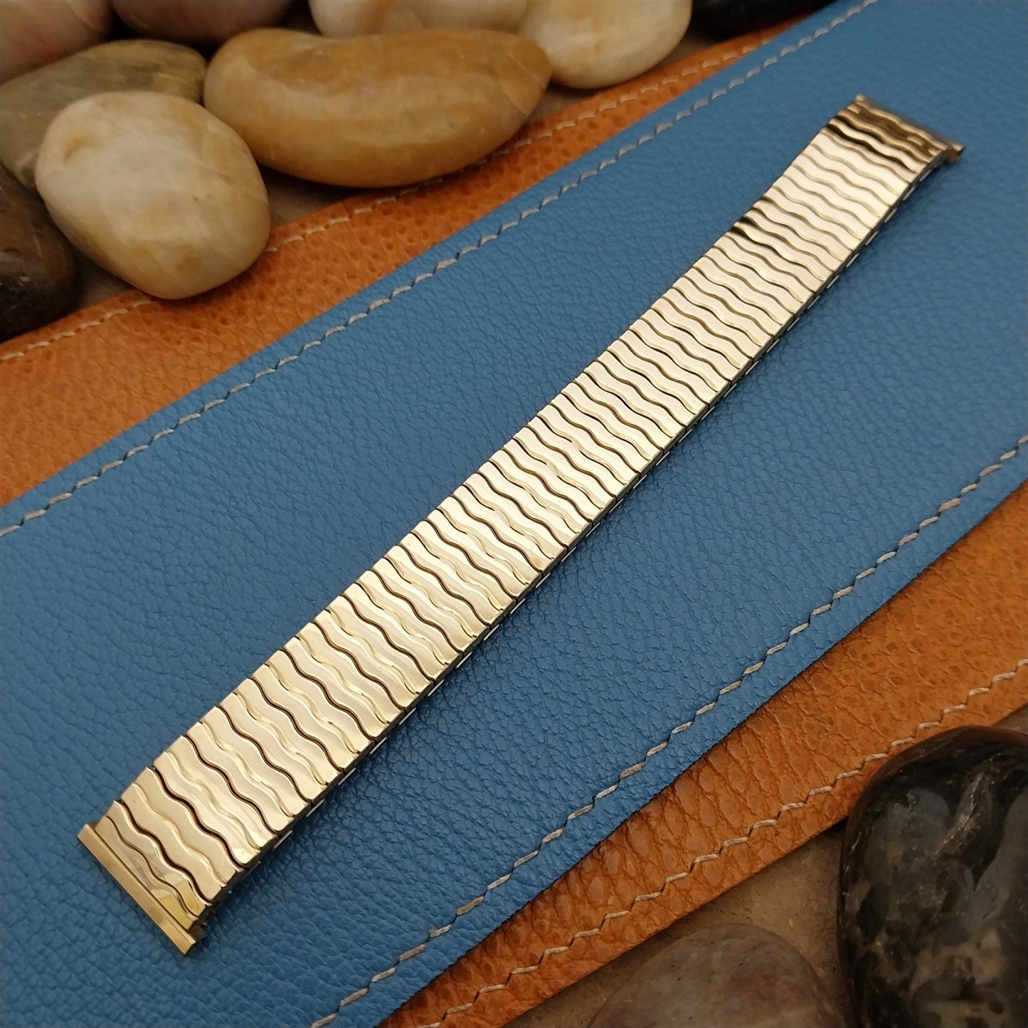 Vintage 17.2mm Yellow Gold-Filled Speidel Riptide Short Unused 1970s Watch Band