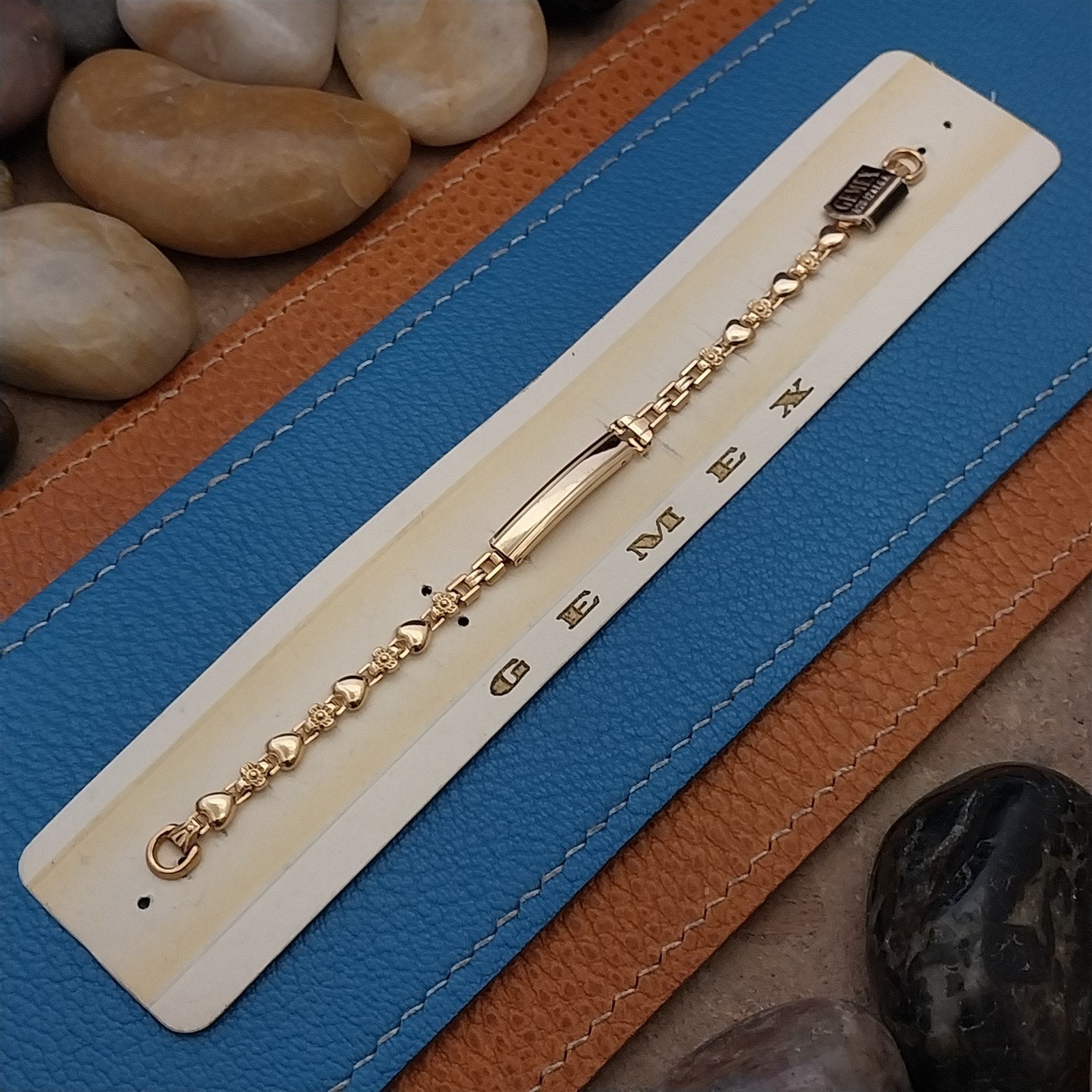 Vintage 1950s Gemex 12k Yellow Gold-Filled Ladies Heart Cocktail nos Watch Band