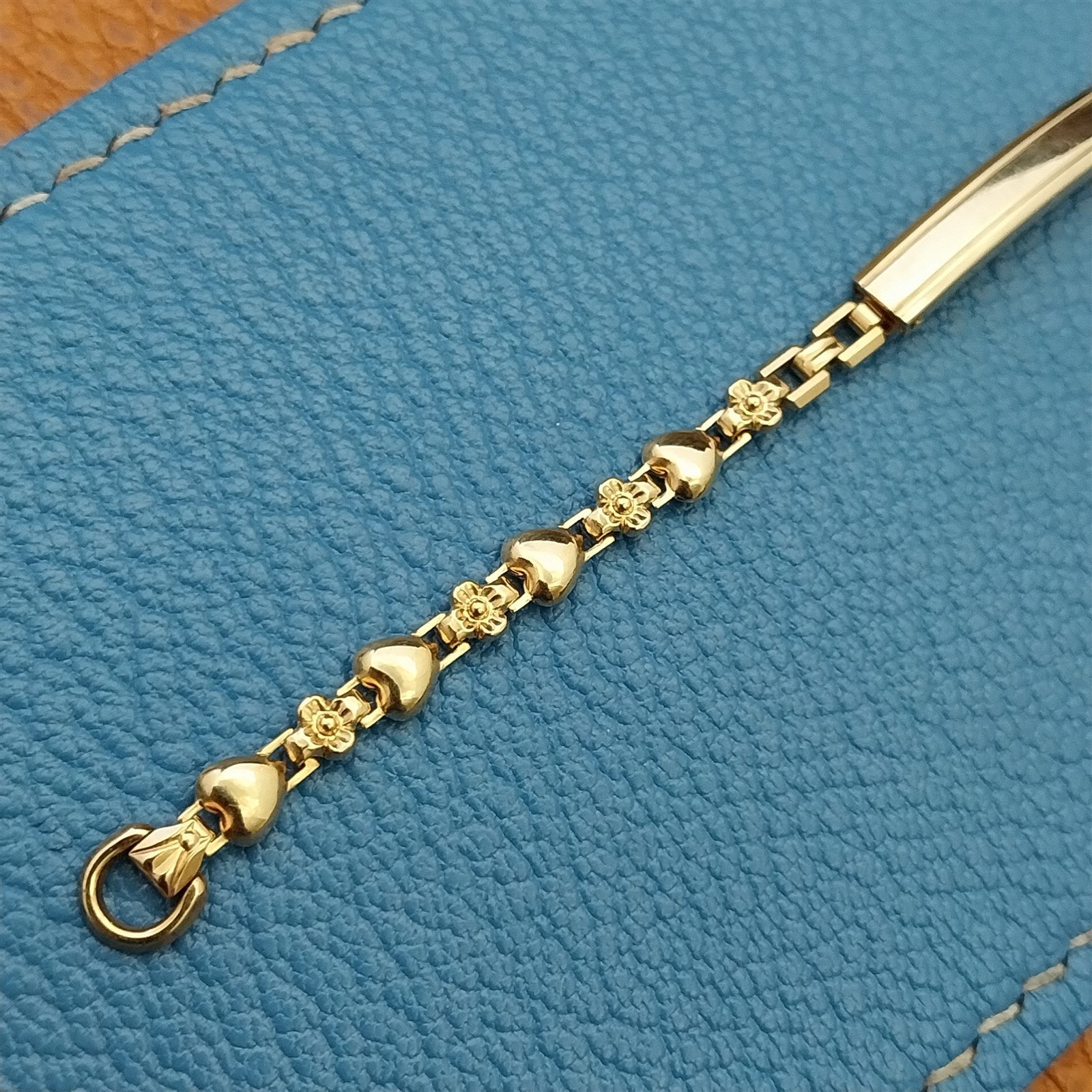 Vintage 1950s Gemex 12k Yellow Gold-Filled Ladies Heart Cocktail nos Watch Band