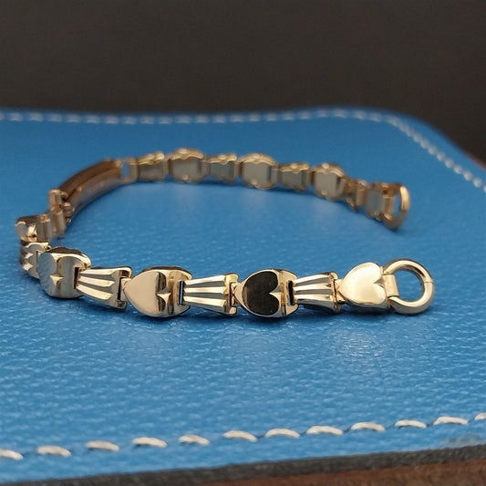 Vintage 1950s Gemex 12k Yellow Gold-Filled Ladies Heart Cocktail nos Watch Band