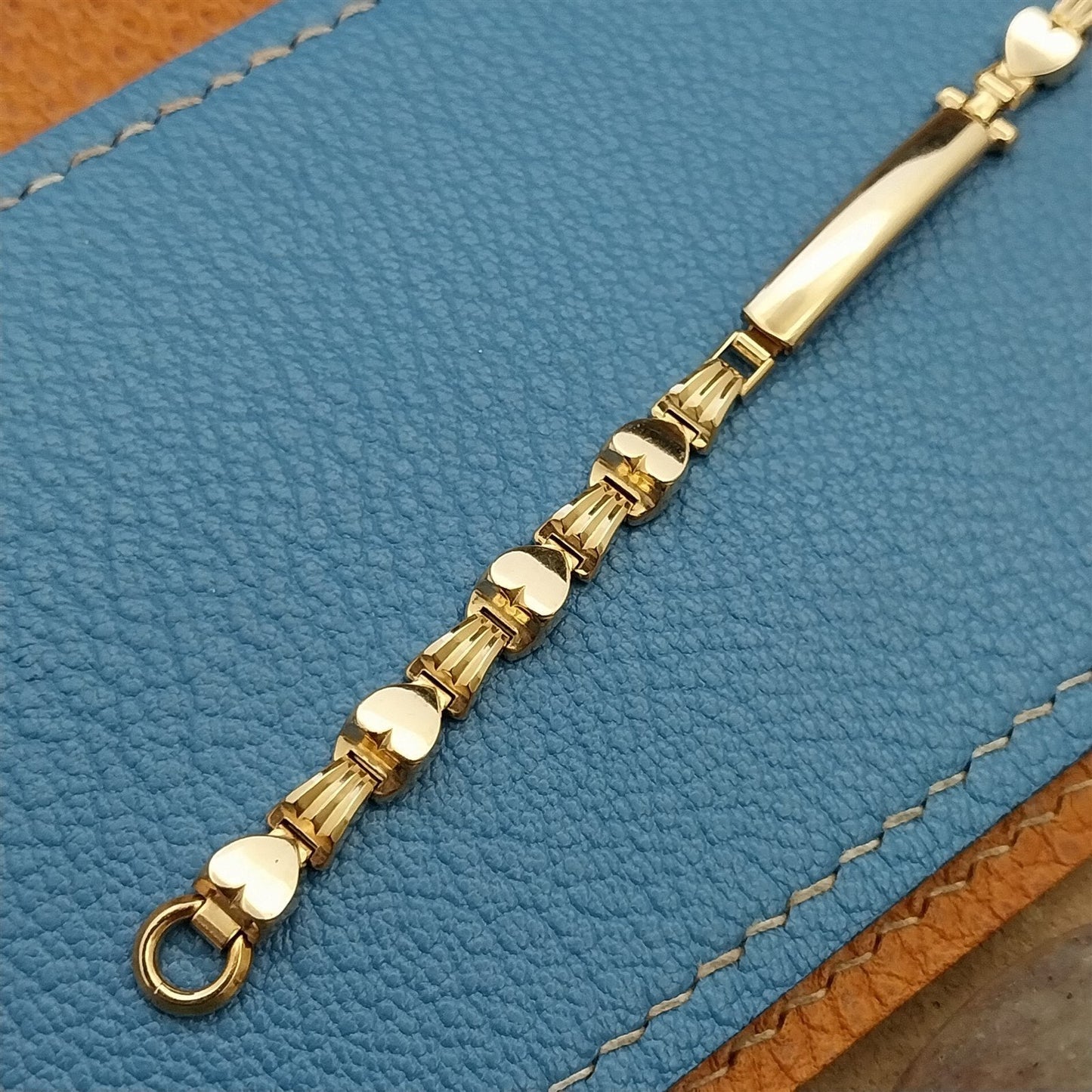 Vintage 1950s Gemex 12k Yellow Gold-Filled Ladies Heart Cocktail nos Watch Band