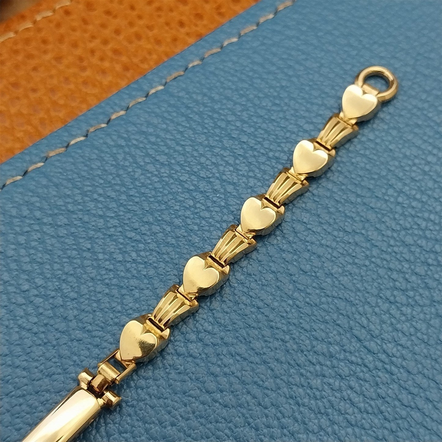 Vintage 1950s Gemex 12k Yellow Gold-Filled Ladies Heart Cocktail nos Watch Band