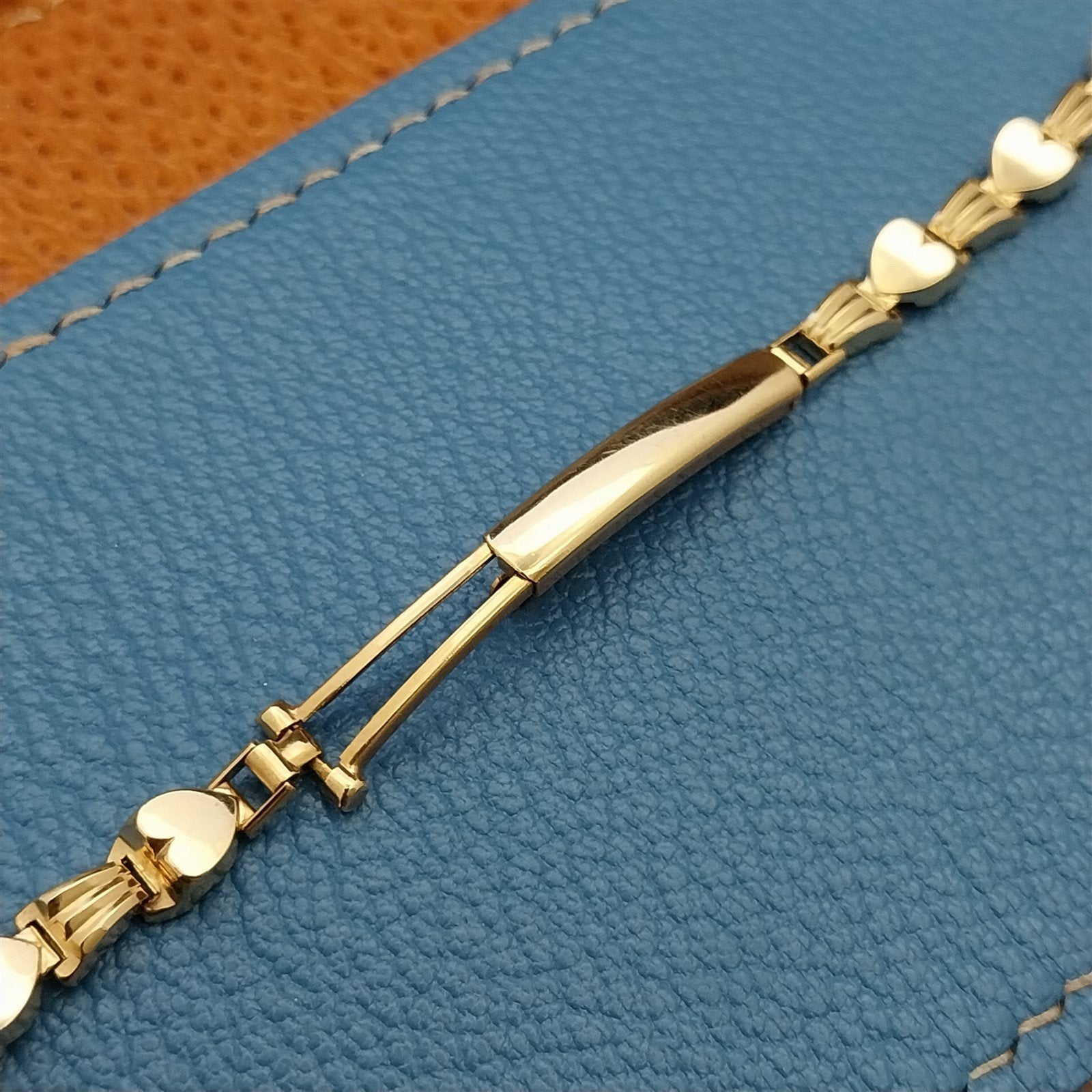 Vintage 1950s Gemex 12k Yellow Gold-Filled Ladies Heart Cocktail nos Watch Band
