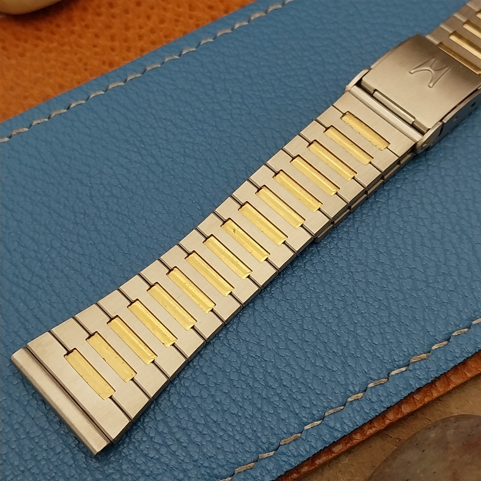 Vintage 20mm Hadley Gold & Stainless Steel 1970s-1980s Watch Band