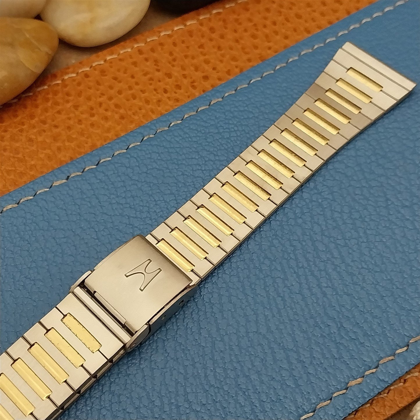 Vintage 20mm Hadley Gold & Stainless Steel 1970s-1980s Watch Band