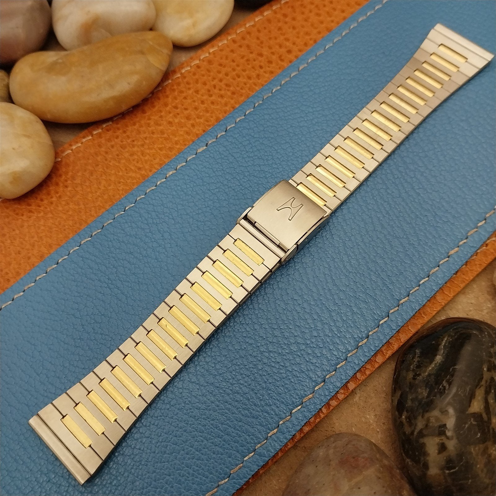 Vintage 20mm Hadley Gold & Stainless Steel 1970s-1980s Watch Band