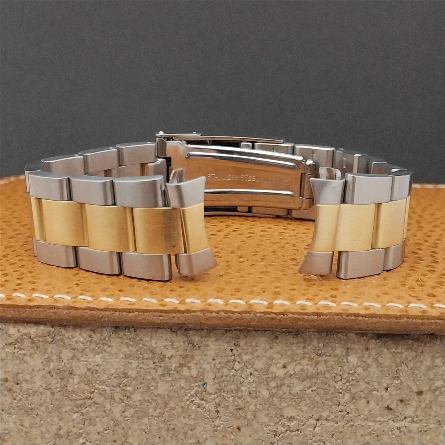 18mm Hadley Roma Stainless Steel & Gold-Tone Solid-Link Unused Watch Band