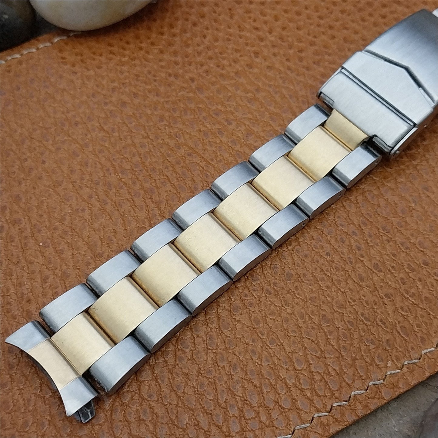 18mm Hadley Roma Stainless Steel & Gold-Tone Solid-Link Unused Watch Band