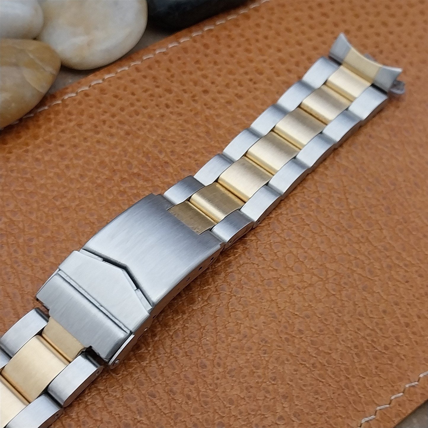 18mm Hadley Roma Stainless Steel & Gold-Tone Solid-Link Unused Watch Band