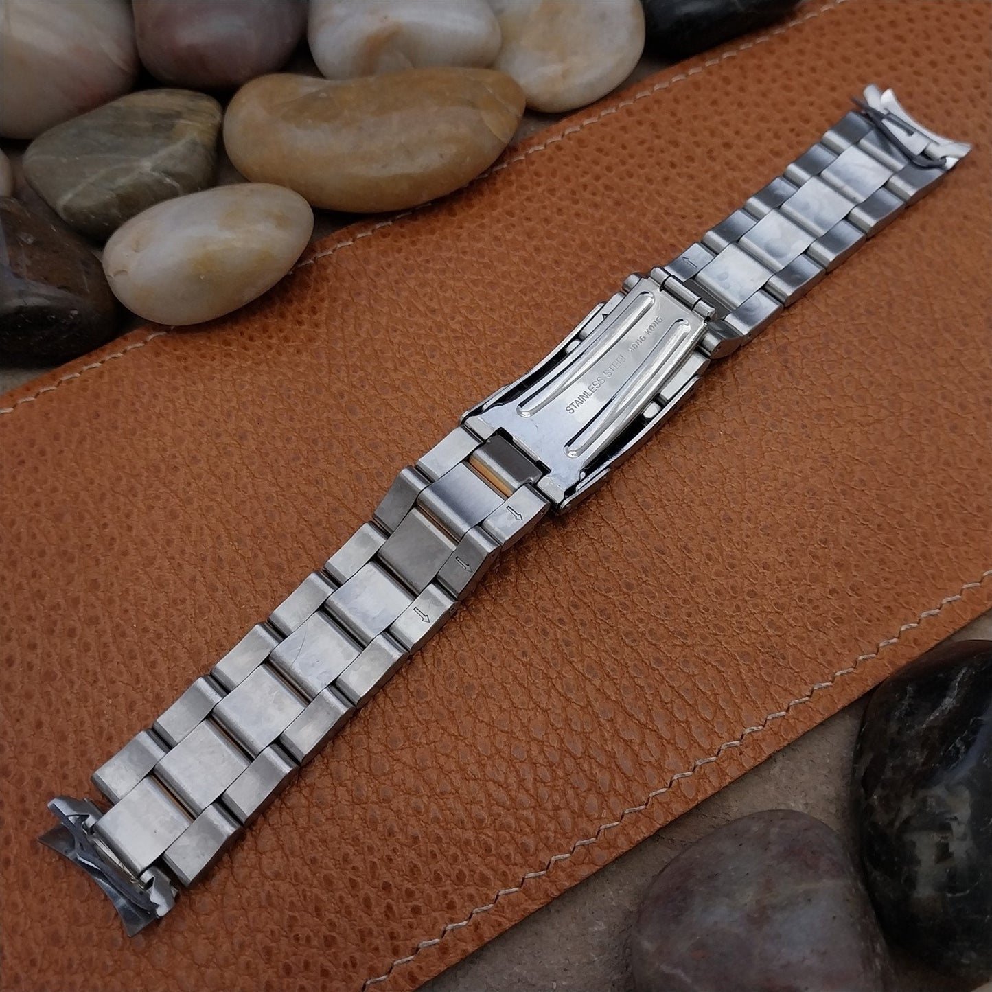 18mm Hadley Roma Stainless Steel & Gold-Tone Solid-Link Unused Watch Band