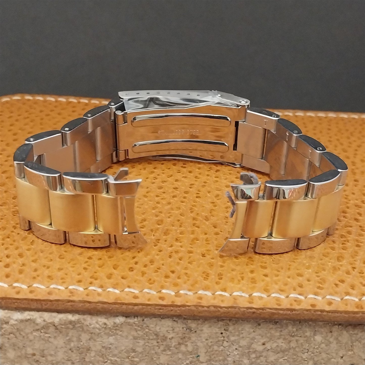 18mm Hadley Roma Stainless Steel & Gold-Tone Solid-Link Unused Watch Band