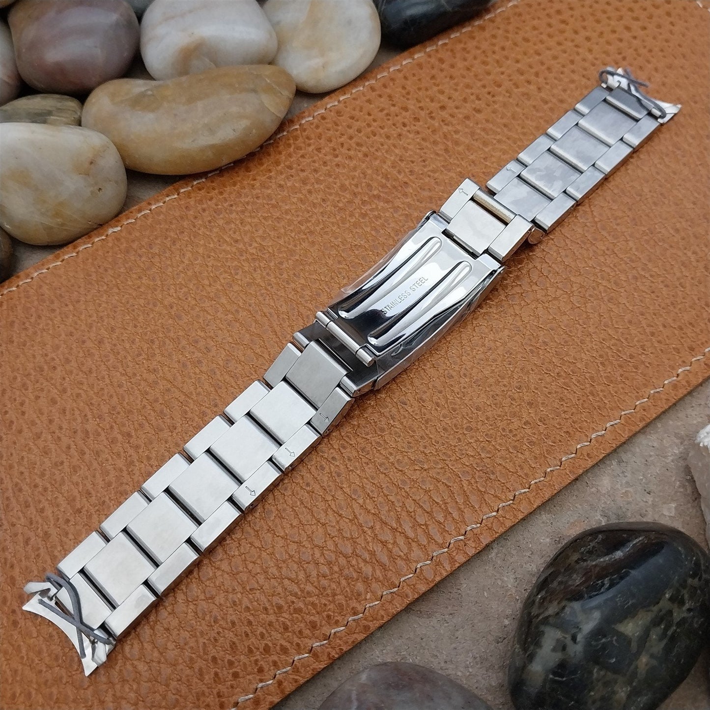 18mm Hadley Roma Stainless Steel & Gold-Tone Solid-Link Unused Watch Band