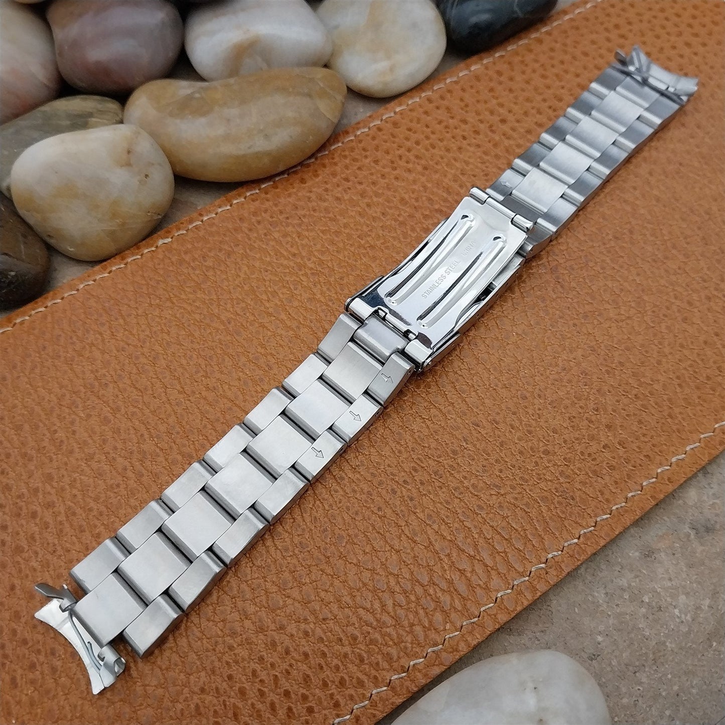 18mm Hadley Roma MB4426W Brushed Solid Link Stainless Steel Unused Watch Band