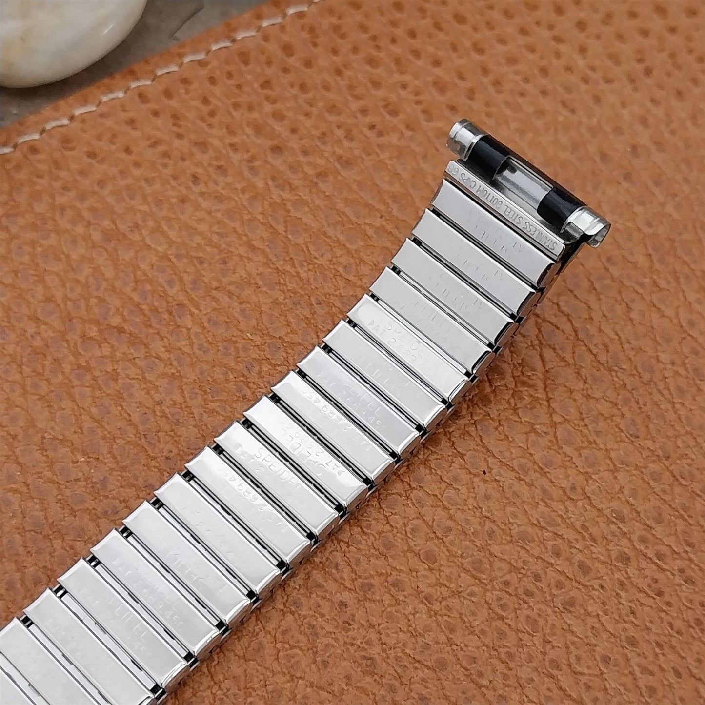 Long Speidel 19mm 18mm 17mm Romunda Black & Stainless Unused Vintage Watch Band