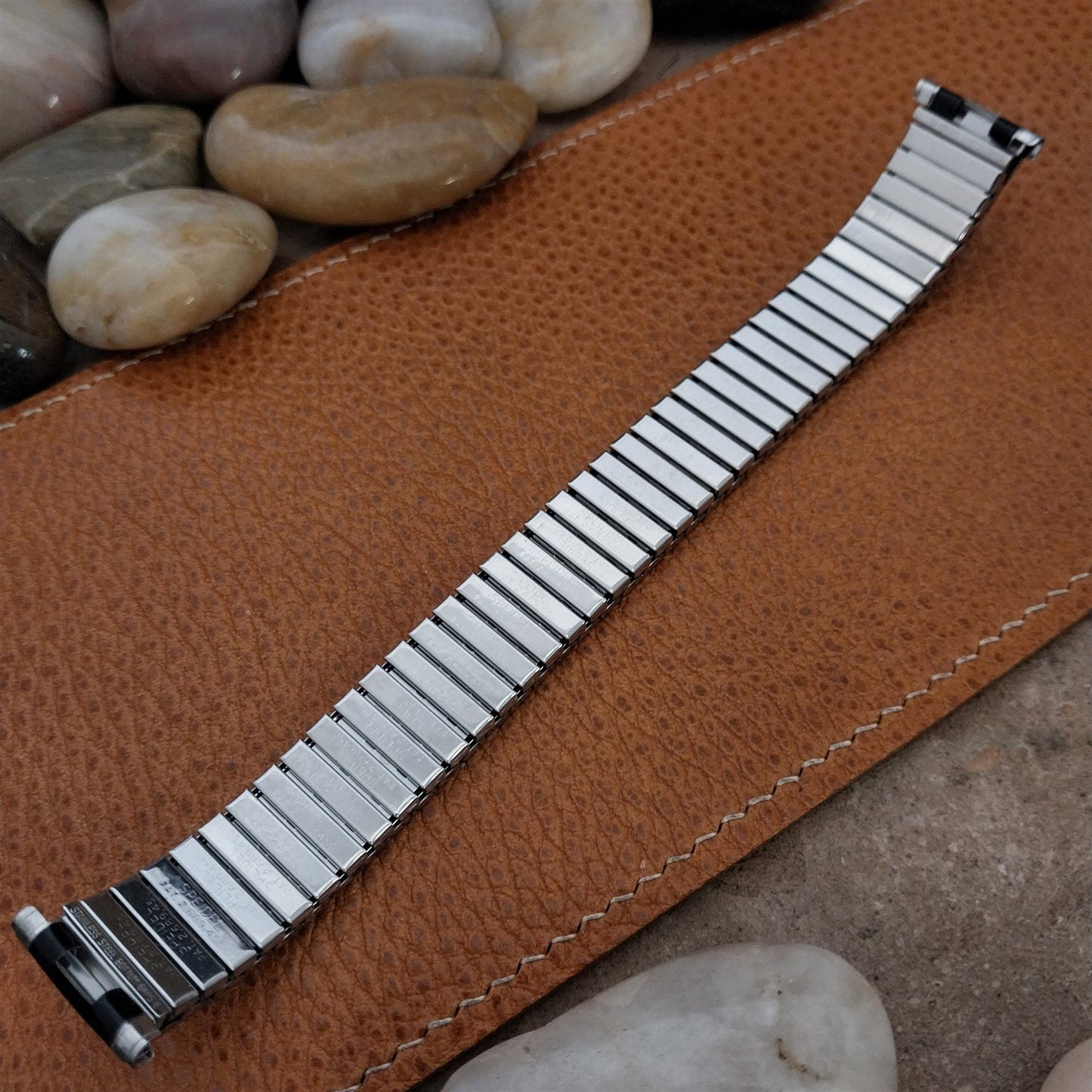 Long Speidel 19mm 18mm 17mm Romunda Black & Stainless Unused Vintage Watch Band