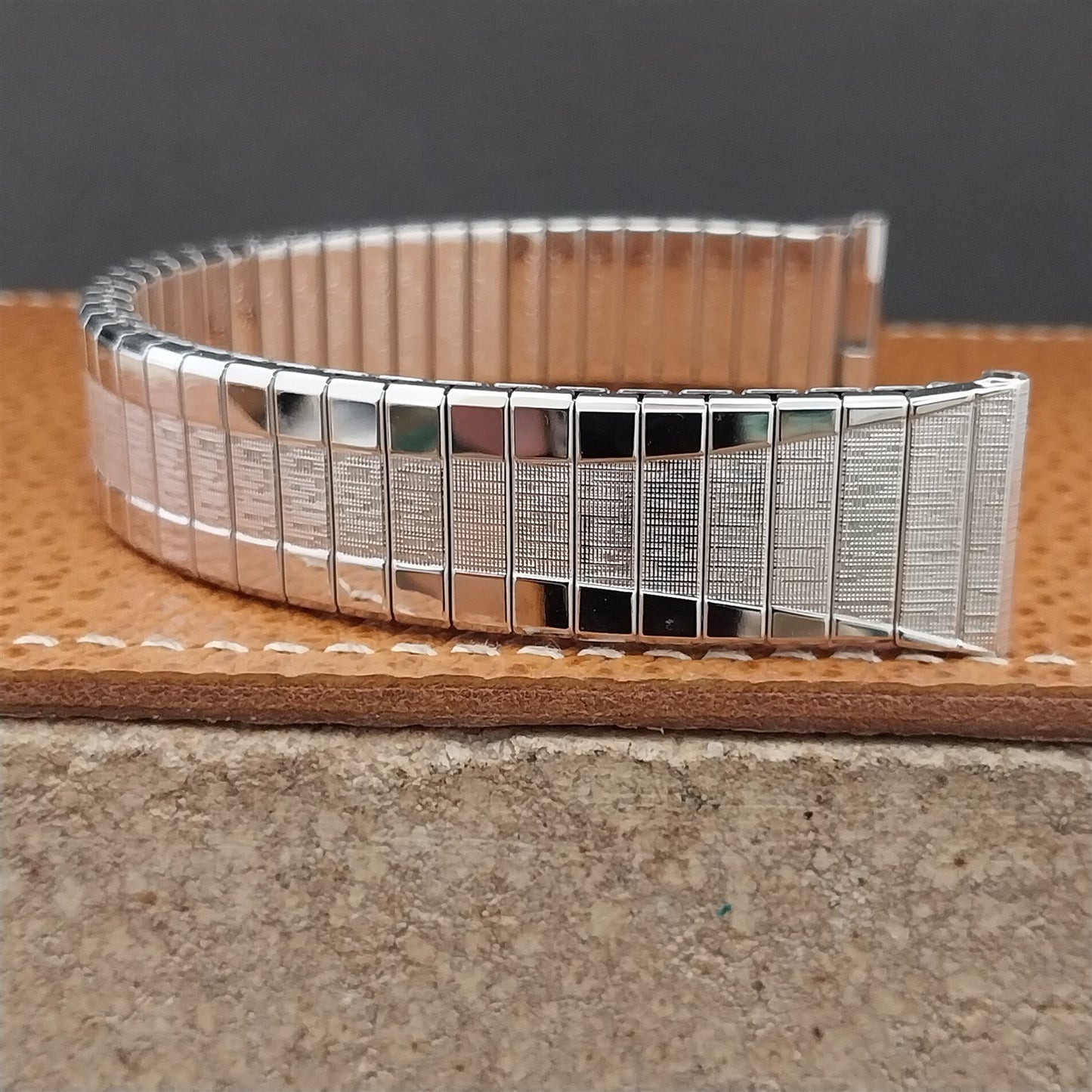 Vintage 17.2mm 17mm White Gold Filled Long Speidel Scope 1965 Unused Watch Band