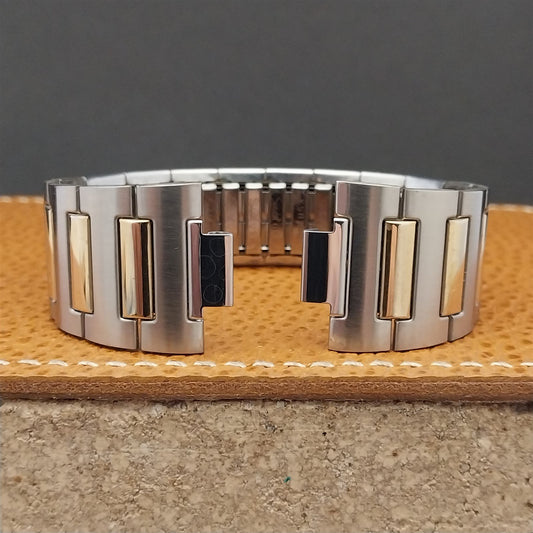 Vintage Internal-Lug Speidel Stainless Steel & Gold Wide 1970s Unused Watch Band