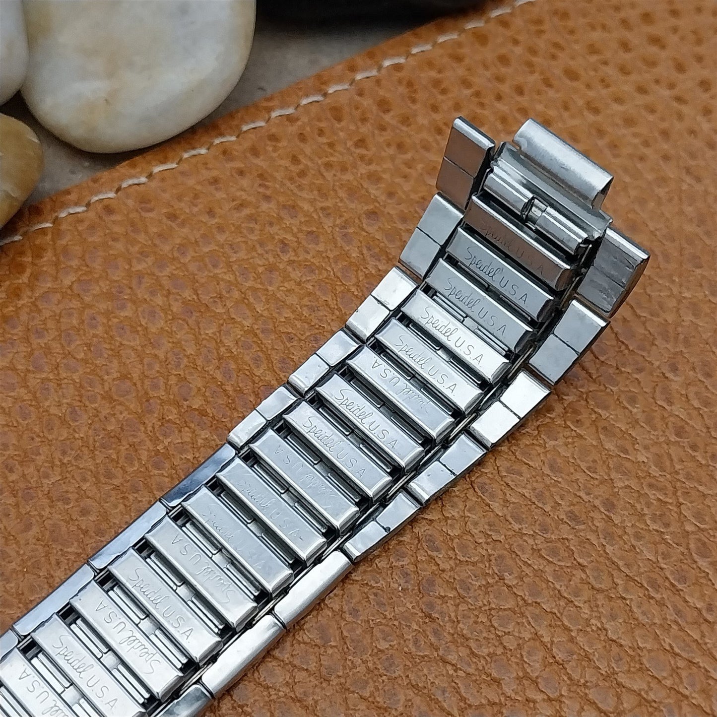 Vintage Internal-Lug Speidel Stainless Steel & Gold Wide 1970s Unused Watch Band