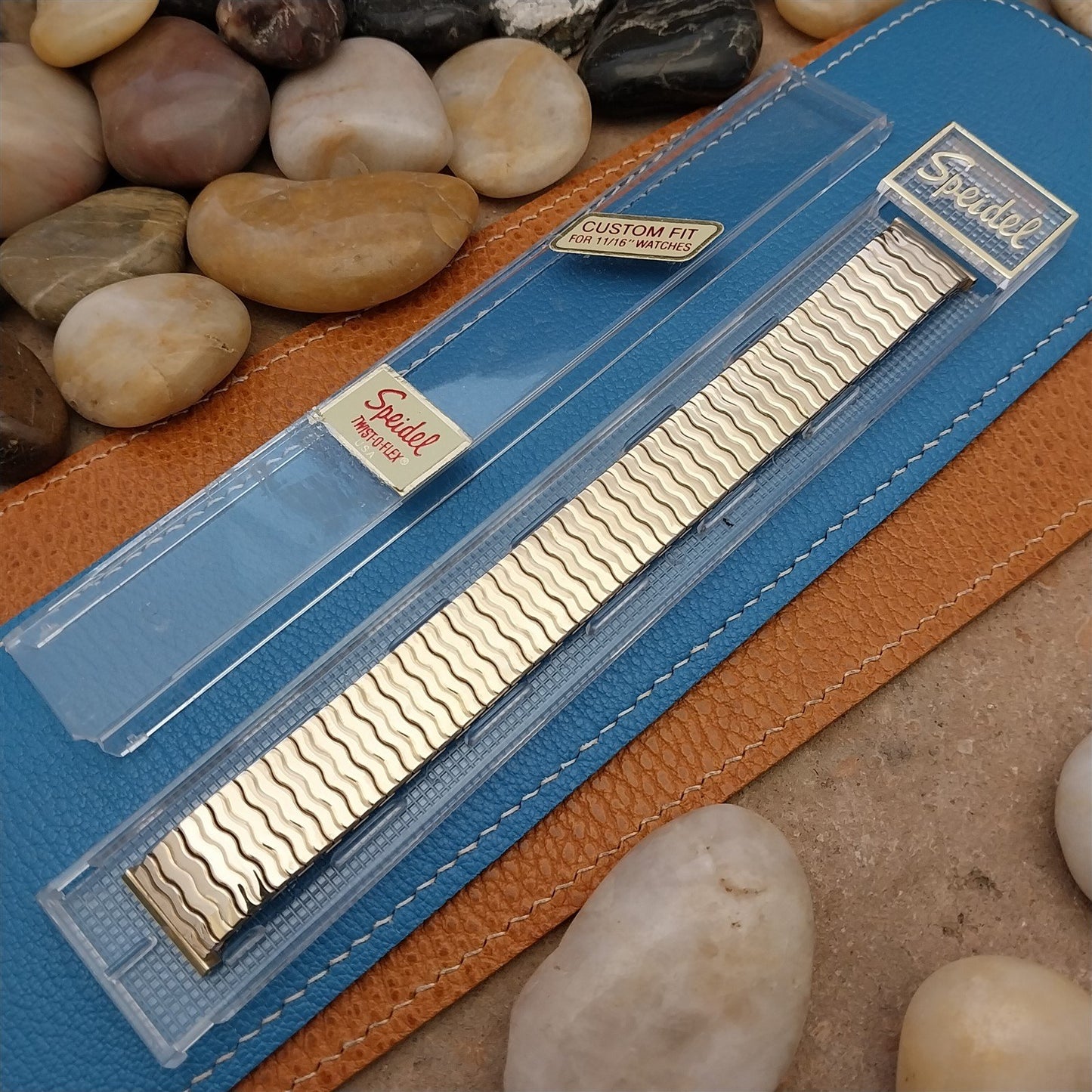 17.2mm 1970s Gold Rolled Gold Plate Speidel Riptide Unused Vintage Watchband