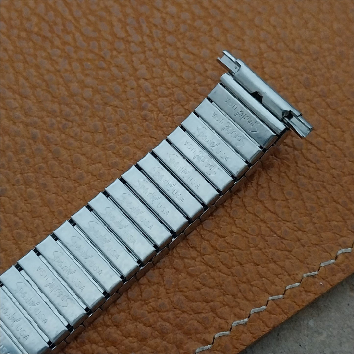Long 19mm 18mm Speidel Radial Stainless Steel Wide 1970s nos Vintage Watch Band