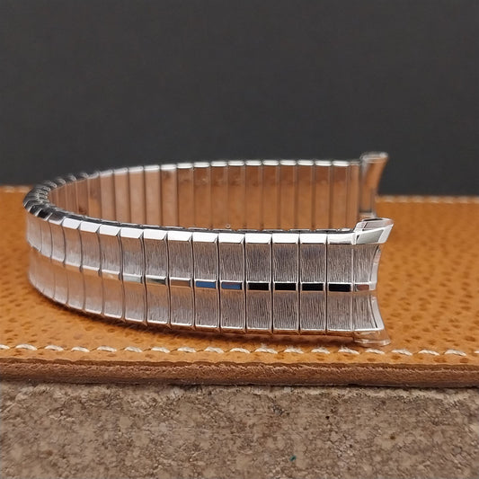19mm 18mm 1970s 10k White Gold-Filled Speidel High Ridge nos Vintage Watch Band
