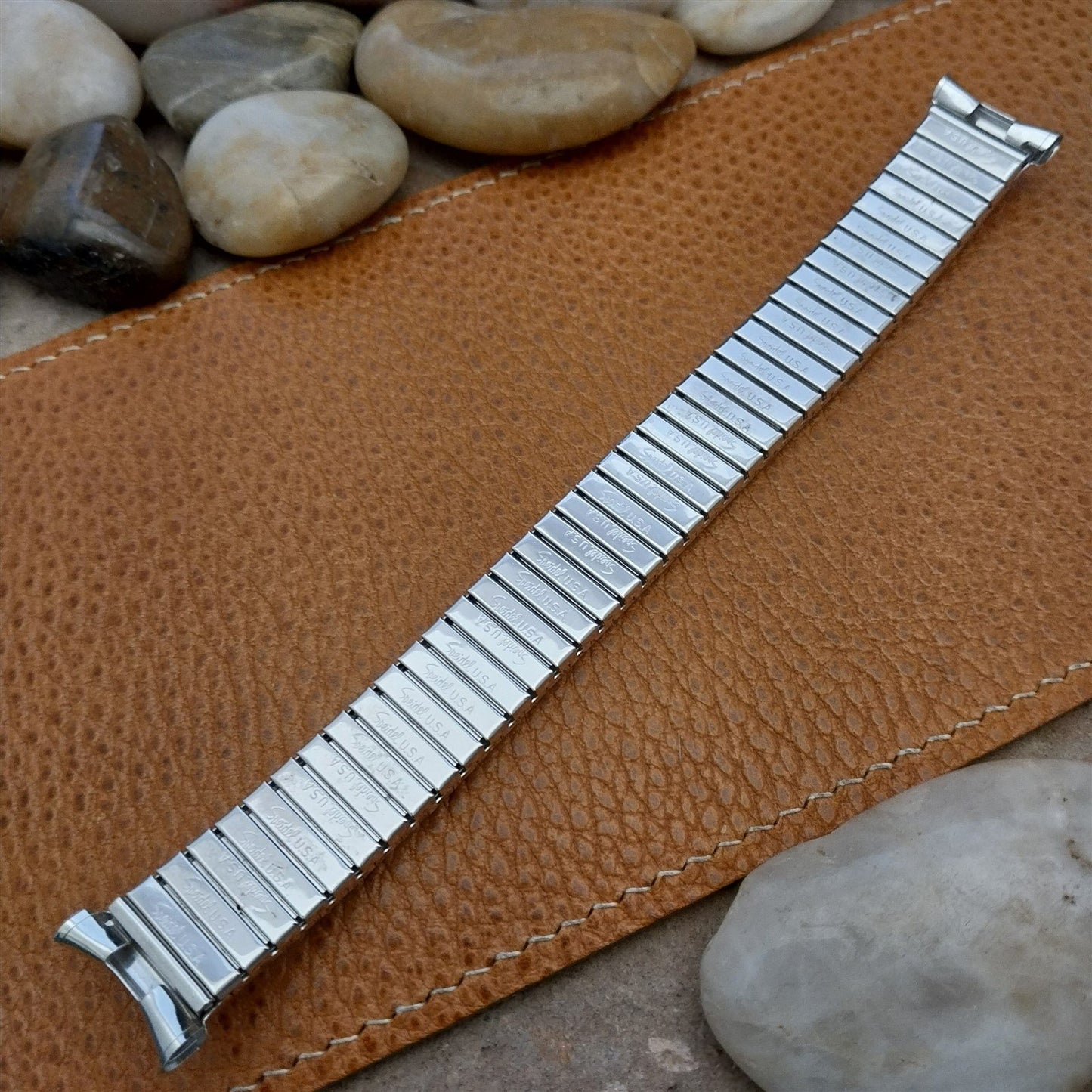 19mm 18mm 1970s 10k White Gold-Filled Speidel High Ridge nos Vintage Watch Band